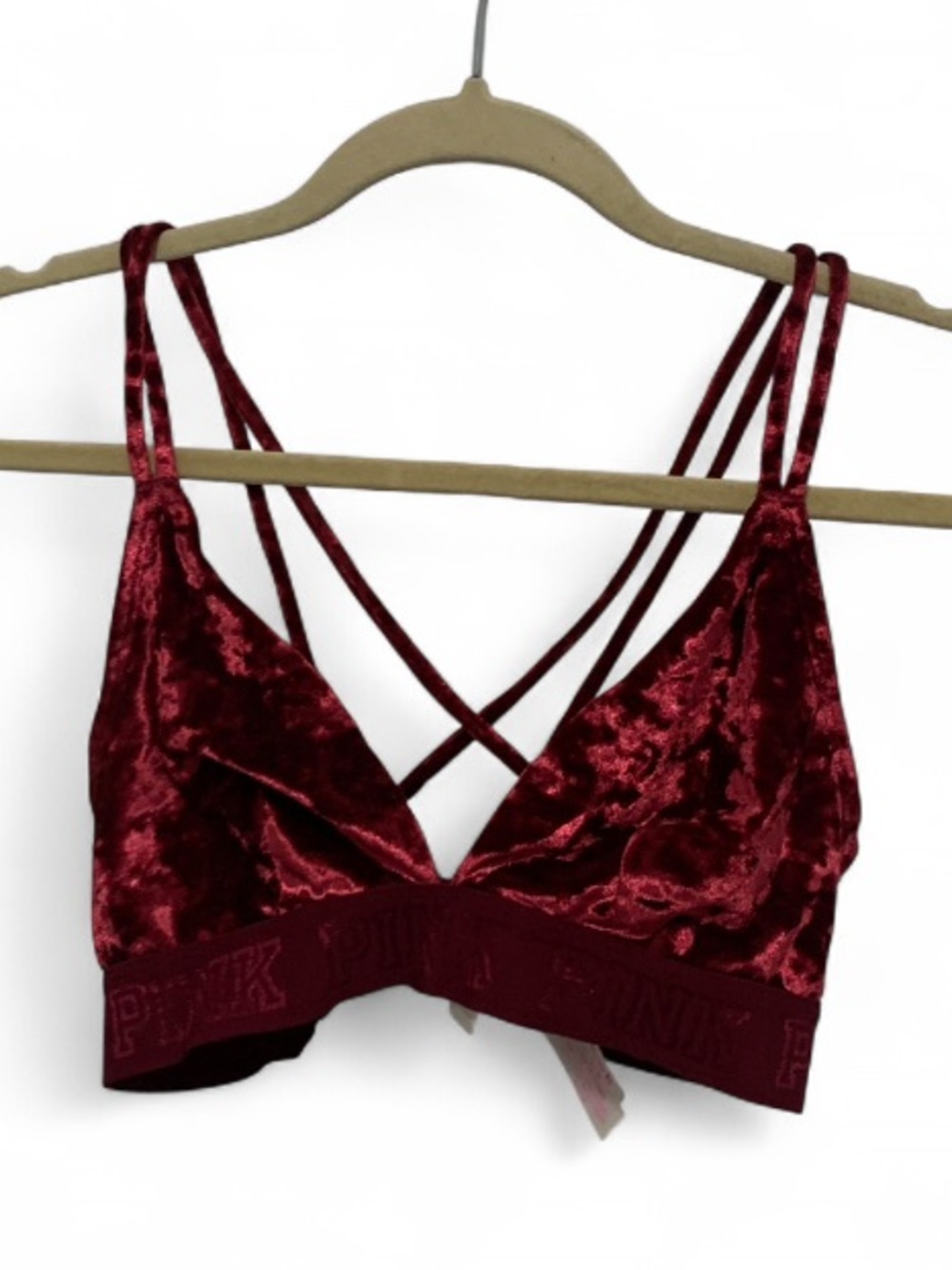 Pink Victoria’s Secret Crushed Velvet Strappy Bralette - Wine Red